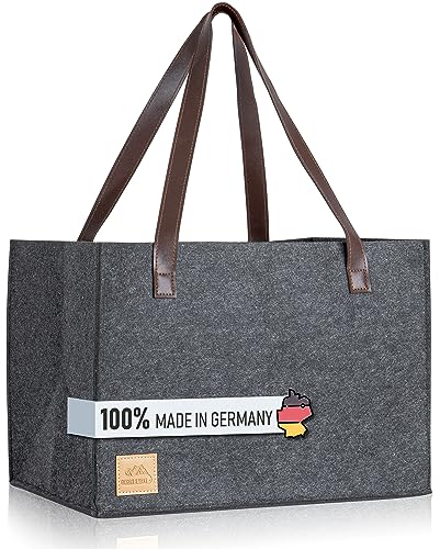 DESIGN & WELT Einkaufkorb 25L – Faltbare Filztasche (26x27x38 cm) aus 100% recyceltem Material – Perfekt für Einkäufe, Picknick & Alltag