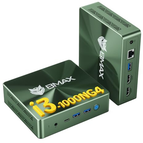 BMAX B6 Plus Mini PC, Intel Core i3-1000NG4(hasta 3,2GHz), 12GB LPDDR4 RAM 512GB SSD NVMe, Win-11 Triple Pantalla 4K Via Dual HDMI y Tipo-C, WiFi, BT, Mini Ordenador para Oficina, Hogar, Estudios