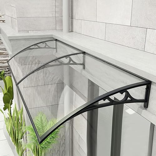 Vordach Für Haustür Mit Seitenteil,Überdachung,Pultbogenvordach Aus 2.5 Mm Transparent Polycarbonat Und Anti-Rost Aluminium Rahmen,Türvordach,Eingangsüberdachung Uv-Schutz,Schutz Vor Regen Und Schnee