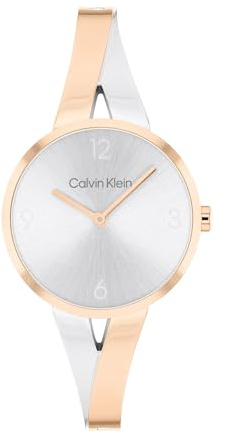 Calvin Klein Orologio Con Movimento Al Quarzo A Due Lancette da Donna Collezione JOYFUL con Bracciale Rigido in Acciaio Inossidabile Bicolore - 25100028, Two-Tone