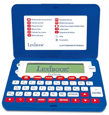Lexibook, Le Dictionnaire du français, Dictionnaire électronique de Poche, Définitions, Orthographe et Grammaire, Rimes, Mots croisés, Écran de 10 cm à 4 Lignes, Fonctions avancées, Bleu, D660FR