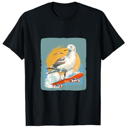 Lustiges Longboard Möwe Kostüm für Skateboard-Liebhaber T-Shirt