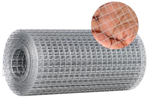 Hardware Cloth 7.8 inch x 19.6 ft Chicken Coop Wire Fence Wire Mesh Roll Garden Fences Barrier Poultry Animal Cage Tree Guard Hot Dipped Galvanized Wire Mesh for Garden House and DIY
