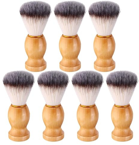 Qerwsdty Lot de 7 blaireaux de rasage pour homme avec manche en bois et manche en bois