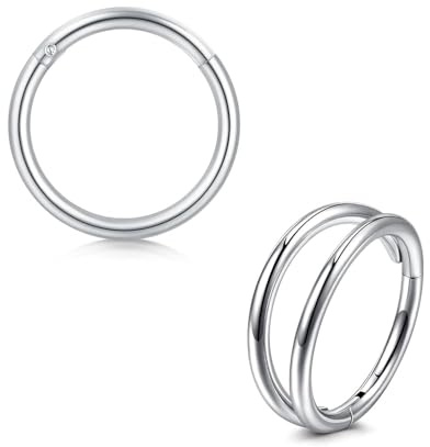 Briana Williams 2 pezzi anello nasale con cerniera, segmento labbro, elice, setto nasale, trago, elice, orecchini rook, piercing 16G, 10 mm