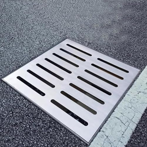 Grille De Vidange en Acier Inoxydable, Couvercle De Drain De Sol Carré en Acier Inoxydable 304 Grille D'égout avec Cadre Grille D'égout Extérieur pour Cour Patio Jardin(40x40x3cm/15.7-x1.2in)