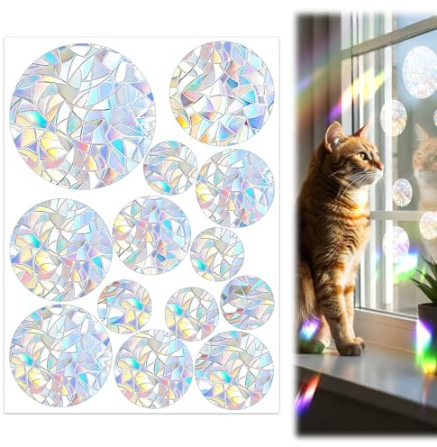 Lot de 13 autocollants Suncatcher pour fenêtre - Prisme - Protection contre les oiseaux - Invisible - Autocollant de fenêtre en PVC