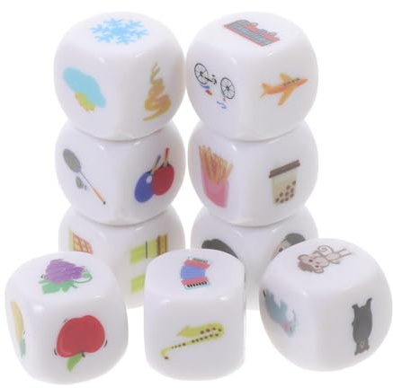 BCOATH 9pcs Storytelling Dice Acrylic Teaching Props for Language Learning and Creativity Development Educational Board Game for Unique Story Themes