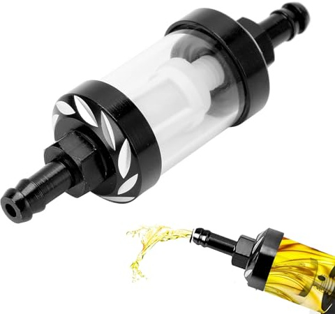 Universellt Oljefänslefilter, Inline-Bränslefilter, Bränslepumpfilter, Klar Vy Glas Tvättbar Återanvändbar Förgasare Bensinfilter Inlopp/Utlopp 5/16 Tum, Rostfritt Stål För Motorcykel, Bil, Båt