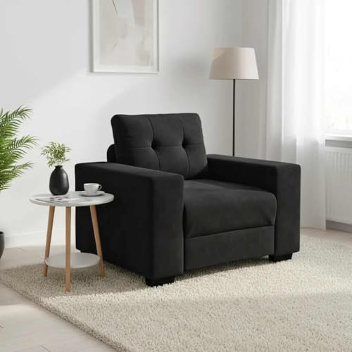 mzdioop svart sammetsfåtölj 100 x 78 x 80 cm, bekväm relaxsoffa med robust träram, mångsidig vardagsrumsmöbler, perfekt för läsning