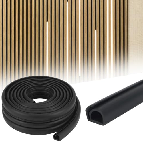 LOMUG Canalina per pannelli acustici, copertura flessibile per cavi, larghezza 12 mm, semicircolare, pannello acustico, colore nero, copertura per cavi, senza foratura, accessori per pannelli acustici