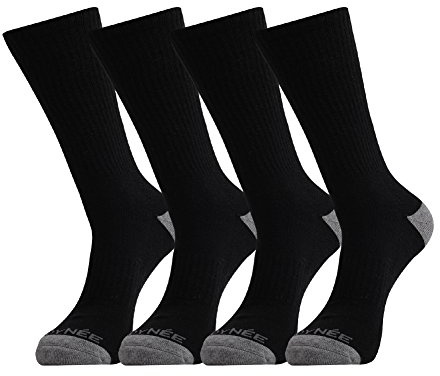 JOYNÉE Mens 4 Pack Winter Warm Thermal Cushion Merino Wool Crew Socks,Black 1,Sock Size:10-13