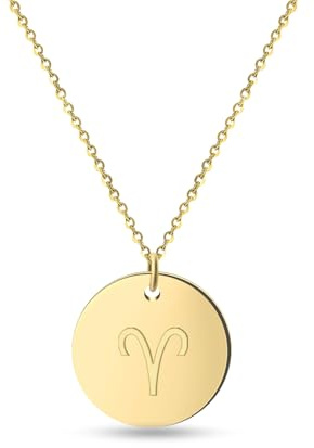 GD GOOD.designs Sternzeichen Kette Widder Gold 18 Karat - Wasserfest I Vergoldete Halskette mit Horoskop Anhänger I Zodiac Necklace aus Edelstahl für Damen