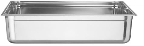 HENDI Recipiente GN 2/1, contenedor GN,apilable,resistente a Temperaturas de -40° a 300°C,apto para hornos,congeladores,calientaplatos,baño María,43L,650x530x(H) 150mm,acero inoxidable 18/10