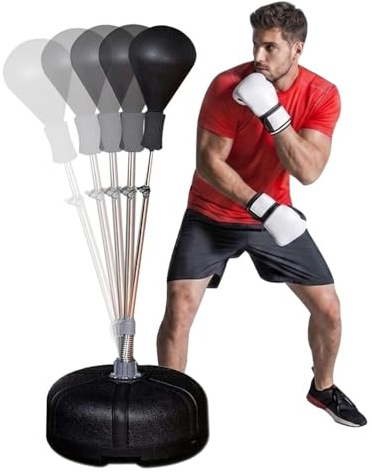 MAXSTRENGTH Freestanding Speedball Punching Bag Adjustable Height Boxing Training Reflex Ball for MMA, Kickboxing, Fitness & Home Gym Workout Equipment (Black)