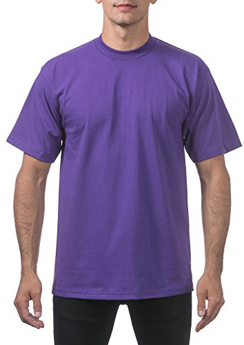 Pro Club Men's Heavyweight Cotton Short Sleeve Crew Neck T-Shirt, Purple, Large Tall