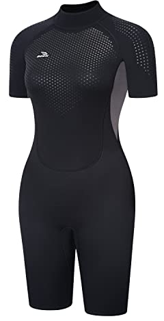 Neoprenanzug Damen und Herren Kurz 3mm für Herren Rückenreißverschluss zum Tauchen, Schnorcheln, Surfen, Kajakfahren, Kurzarm-Neoprenanzug für Wassersport