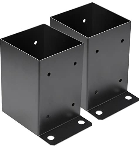 Likeem 4 x 4 Post Base 2 PCS, Inner Size 3.6x3.6, Heavy Duty Black Powder Coated Steel Deck Brackets for Pavilion Deck Railing Support