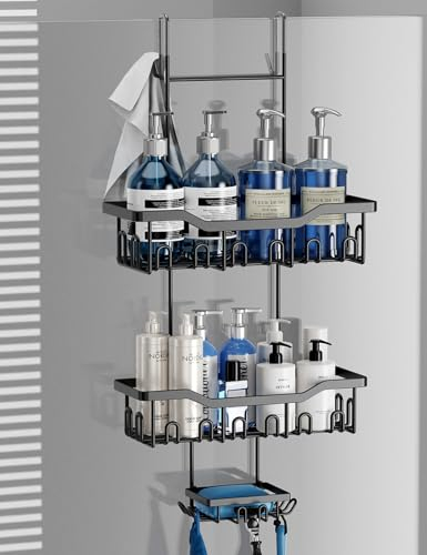 JOLY FANG Etagere Douche a Suspendre, Panier Douche à Suspendre sans Percage, Rangement Douche Suspendu pour le gel Douche et le Shampooing (Schwarz)