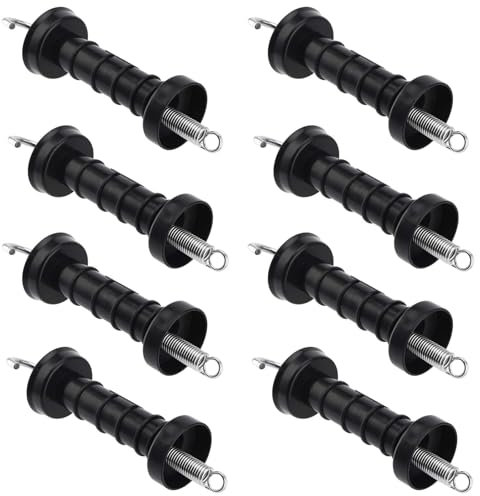 SINJEUN 8 Pack Electric Fence Handles, Spring Gate Handle Insulators, Metal Hook Insulation Gate Handle Insulators for Farm Cattle, Horse, Pig and Sheep Breeding Pasture
