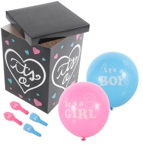 Toyvian Gender Reveal Box Mit Luftballons Für Babyparty 15.7X11.8X11.8 Zoll Baby Geschlechtsoffenlegungsbox Deko-Box Für Jungen Und Mädchen Partydeko Und Foto-Requisite