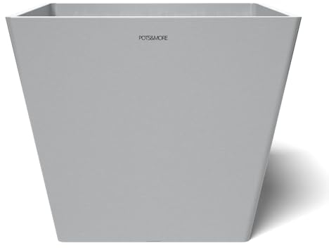 POTS&MORE Prismo 30 VP023002 - Vaso per piante da interno, 31 cm, forma quadrata, colore grigio chiaro, altezza 25,6 cm, in plastica, per piante da appartamento