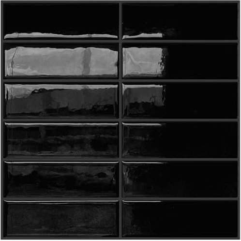 DEWOO Black Peel and Stick on Splashback Self Adhesive Wall Tiles for Kitchen Backsplash Bathroom,10-Sheet (12×12)
