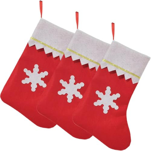 EIYVPRA Weihnachtsstrumpf, Nikolausstiefel, Nikolausstrumpf, Weihnachtssocken, Nikolaussocken, weihnachtssocken, Nikolaus Socke Strumpf zum Aufhängen und Befüllen an Weihnachten - 3 Stück