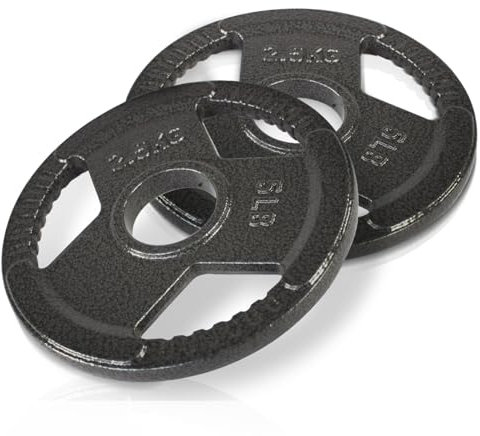 wuuhoo® Gusseisen Hantelscheiben Troy 30mm Bohrung, Langhantelgewichte 2er Set, Gewichte für 1 Zoll Hantelstangen, Hantelscheibe beschichtet (b) 2 x 2,5kg