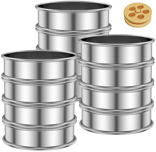 Guniata 12 stycken crumpet ringar, bakringar, 304 rostfritt stål, kakring, tårtringar, muffinsringar för pannkakor, ägg, muffinsringar (8 cm)