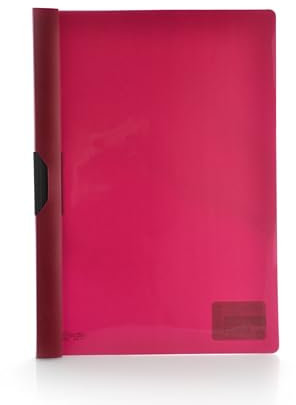 Office Box, 10er-Pack Clip-Mappen, A4, mit großer Kapazität für bis zu 60 Blatt, mit Kunststoffklammer, transparenter Deckel und farbigem Korpus - 100 % recycelbares Polypropylen (rot)