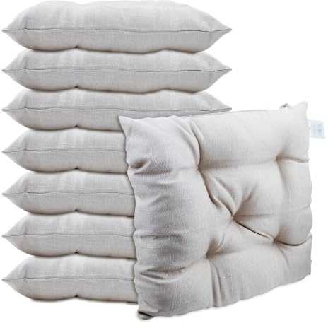 EasySpeed Pack 8 Cojines para Sillas de Terraza,40x40x5cm,Efecto Tridimensional, Relleno de 100% Poliéster,Almohadilla para Asiento Cuadrado, Ideal para Comedor,Decoración de Jardín,Casa,Terraz, Beige