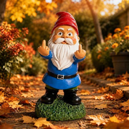 Ruiaqer Nains de Jardin en résine,Nains de Jardin en extérieur,Double Doigt d'honneur,13.97 cm, décorations extérieures pour terrasse, Cadeau de Pendaison de crémaillère (Bleu)