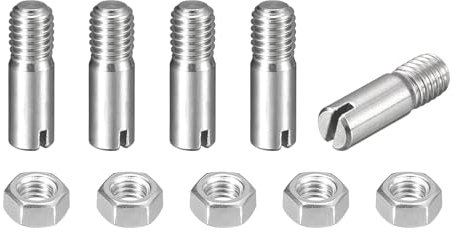 sourcing map 5 perni cilindrici con intaglio, M5 x 16 mm, in acciaio inossidabile 304, con filettatura esterna, viti con scanalatura con dado per installazione di mobili per armadi (GB878)