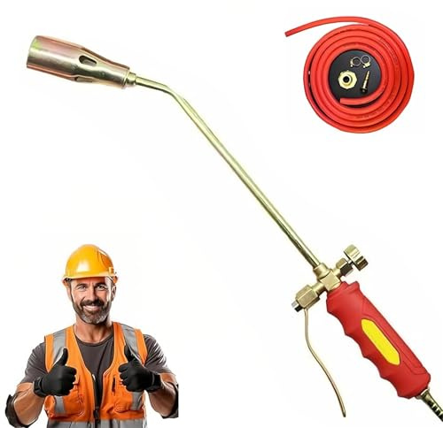 TUPOSTAR Nuovo Kit Bruciatore Diserbante A Propano, Lanciafiamme A Cannello per Impieghi Gravosi, con Grilletto Turbo E Tubo Flessibile, per Diserbo, Asfalto per Tetti,35mm,Single Switch