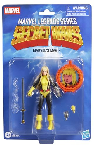 Marvel Legends Series Secret Wars Marvel’s Magik, retrosamlarobjekt från X-Men- och New Mutants-serietidningarna, actionfigur på 15 cm med rundsköld
