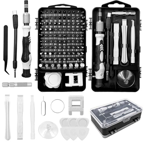 Set di cacciaviti di precisione 115 in 1 in acciaio al carbonio, piccolo mini kit di attrezzi per laptop, PC, telefono, orologio, fotocamera, asta di prolunga regolabile e tubo flessibile, 16,30 x