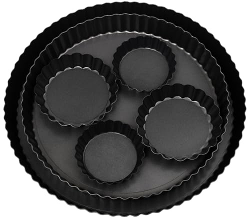 Neikafan Stampo Crostata Fondo Amovibile 24/28/2x8cm/2x10cm Apribile Teglia per Crostata Furba, Tortiera 24 cm Apribile per Crostatine Formine Tortiera Rotonda per Quiche e Crostate Teglia