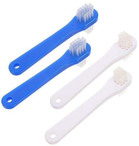 TOVINANNA Cepillo de Limpieza Bucal para Dentaduras Postizas, Set de 4 Cepillos Doble Cabezal, Diseño Ergonómico y Ligero, Herramienta Cuidado Dental en Adultos