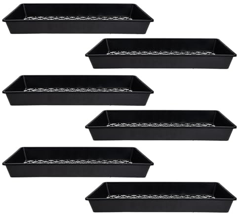Milisten 6 Bandejas para Germinación de Brotes de Plantas, Bandejas de Cultivo de Plástico Negro Reutilizable 54x27x6 Cm, Contenedores para Vivero y Jardín, Iniciador de