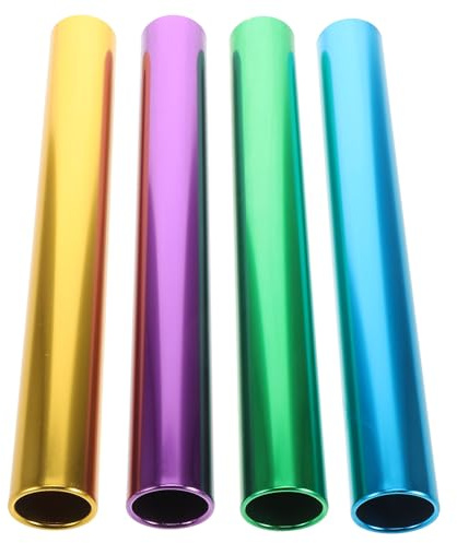 DOITOOL 4 Pièces Bâton de Relais en Alliage D'aluminium Électroplaqué Diamètre 38mm, Conforme aux Normes Officielles, pour Compétitions Sportives et Courses de Relais