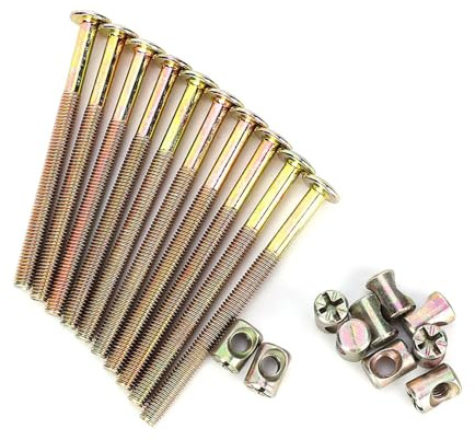 Garosa tornillos muebles 100 mm con tuercas barril y clavijas de acero al carbono, conectores de fijaci¨®n para camas, sillas y cunas, tornillo mueble ajustable, accesorios fijaci¨®n muebles