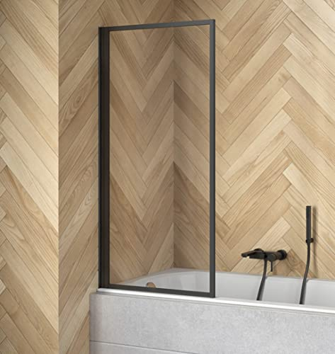 ECOLAM® Badewannenabtrennung für Badewanne Duschabtrennung Enzo black Glaswand Glasabtrennung 1-teilig 70x140 cm Klarglas Glas schwarz