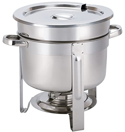METRO Professional Chafing Dish/Suppenstation, Edelstahl, 9.8 L, rund, Suppenwärmer mit Deckel, Silber