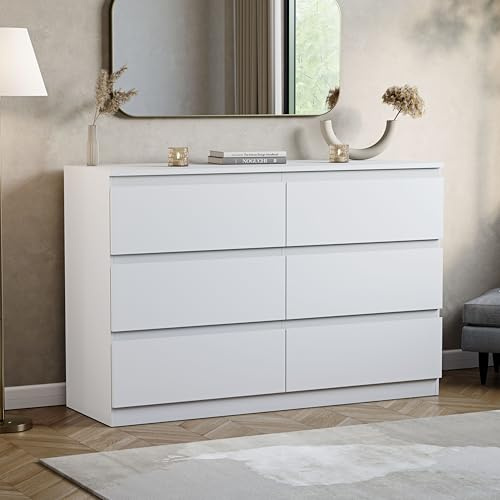 Vida Designs Denver 6 Drawer Chest of Drawers White – Modern Wooden Storage Unit