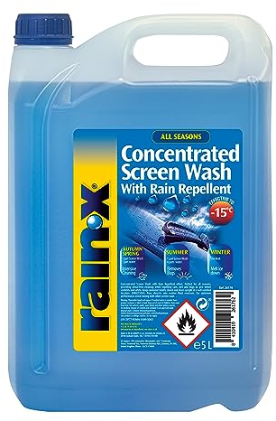 Rain-X Concentrated Screenwash with Rain Repellent - Superior Visibility & Protection for All Seasons - Prevents Freezing Down to -15°C - Streak-Free & Water-Repellent Formula - 5L