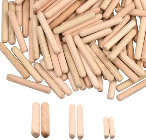 NHQ 150 Stück Holzdübel,M6 M8 M10 Holzdübel Set,Schrankschubladen,Dowels Wooden,Rund Geriffelte Holzdübelstifte Basteldübelstifte Stangen für Möbel,Professioneller Schreiner,Heimwerker,Bastelprojekt