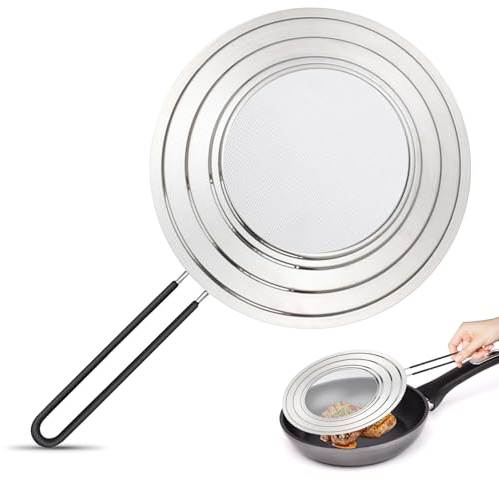 BORDEAG Couvercle Anti Eclaboussure, Couvercle Anti Projection 30cm avec Poignée Pliable, Anti Eclaboussure Poele Acier Inoxydable Universelle afin de Protéger Contre Les Eclaboussures de Graisse
