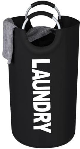 Votoko Paniers à linge 82L, Panière à Linge Sale avec Poignée Portable Corbeilles à Linge, Sac à Linge Pliable en Tissu Oxford, Laundry Basket Rangement Linge Sale pour Salle de Bain, Maison(Noir)