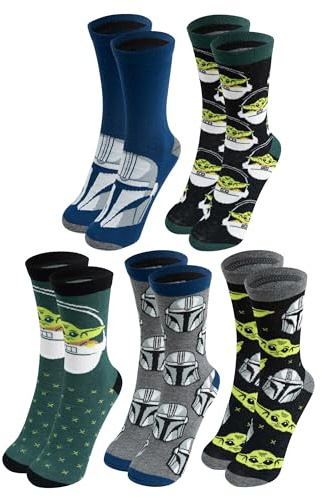 United Labels 5 Paar Star Wars The Mandalorian Socken für Herren, 40-45, Herrensocken Baby Yoda Grogu und Stormtrooper, Männer Strümpfe